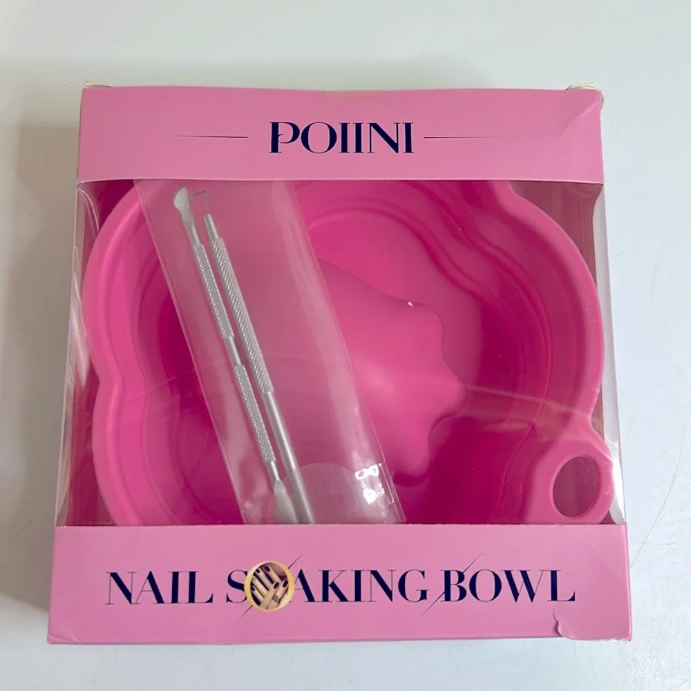 Pink Silicone Nail Soaking Bowl And Tools
